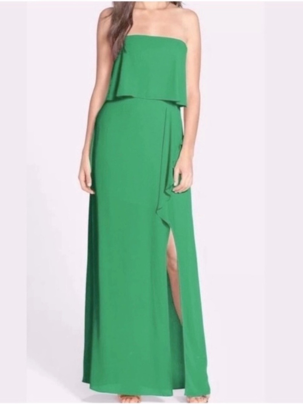 BCBGMaxAzria Strapless Green Felicity Dress